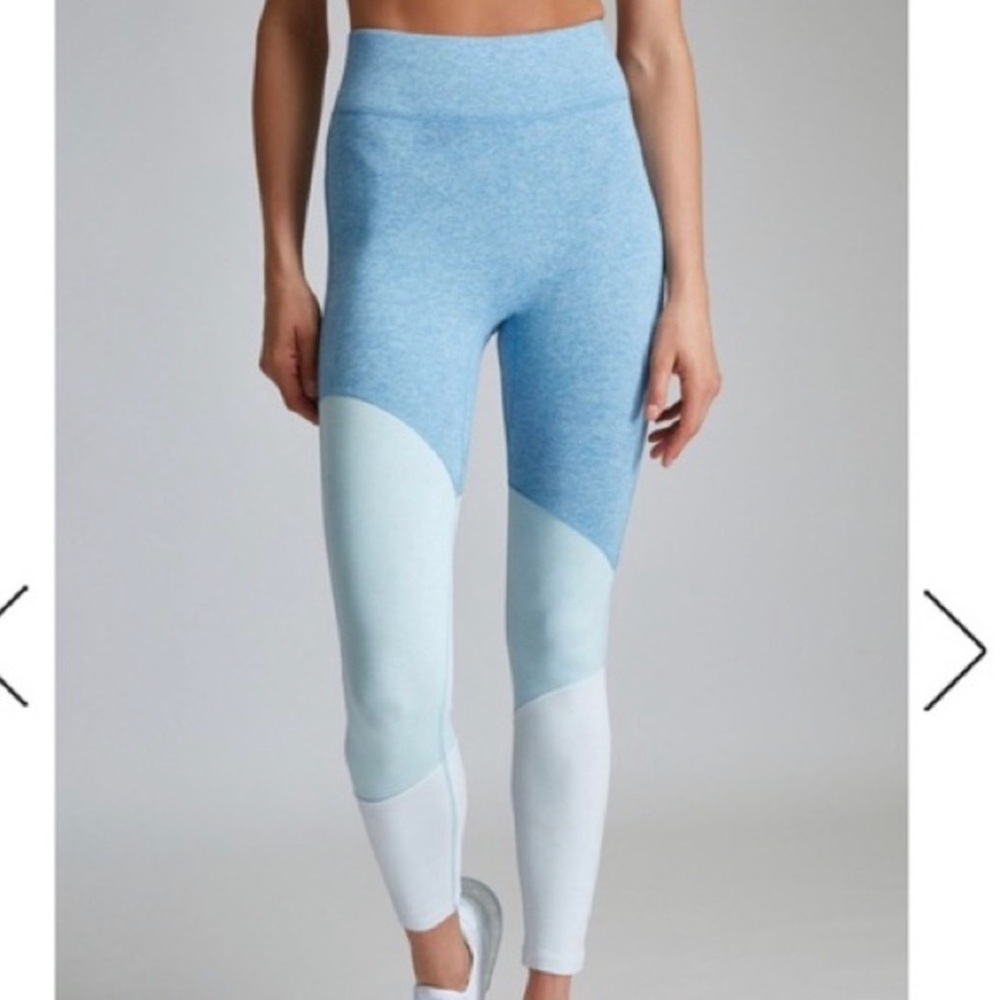 We Over Me Light Blue Colorblock High-Waist Leggings